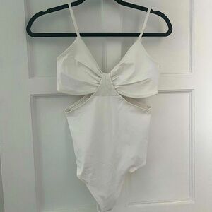 Abercrombie & Fitch White Bodysuit with Bow Detail